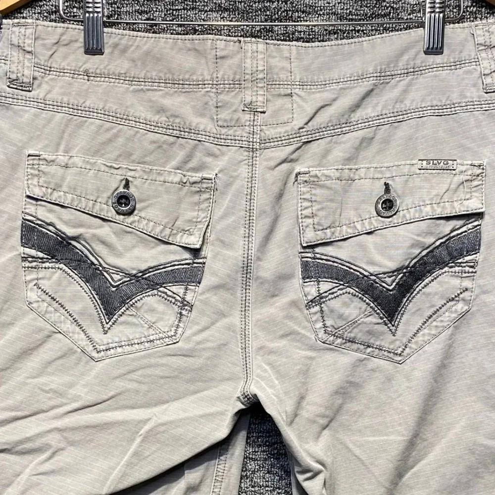 Salvage Supply Co Cargo Shorts Mens 32 Gray Embroidered Flap Pocket Workwear